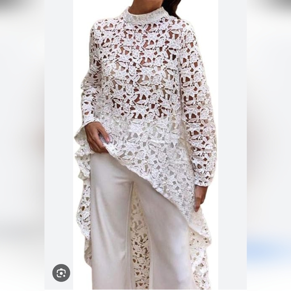 Chic White Lace Women's Blouse